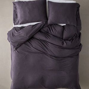 Urban outfitters washed black Jersey duvet cover sham set bedding